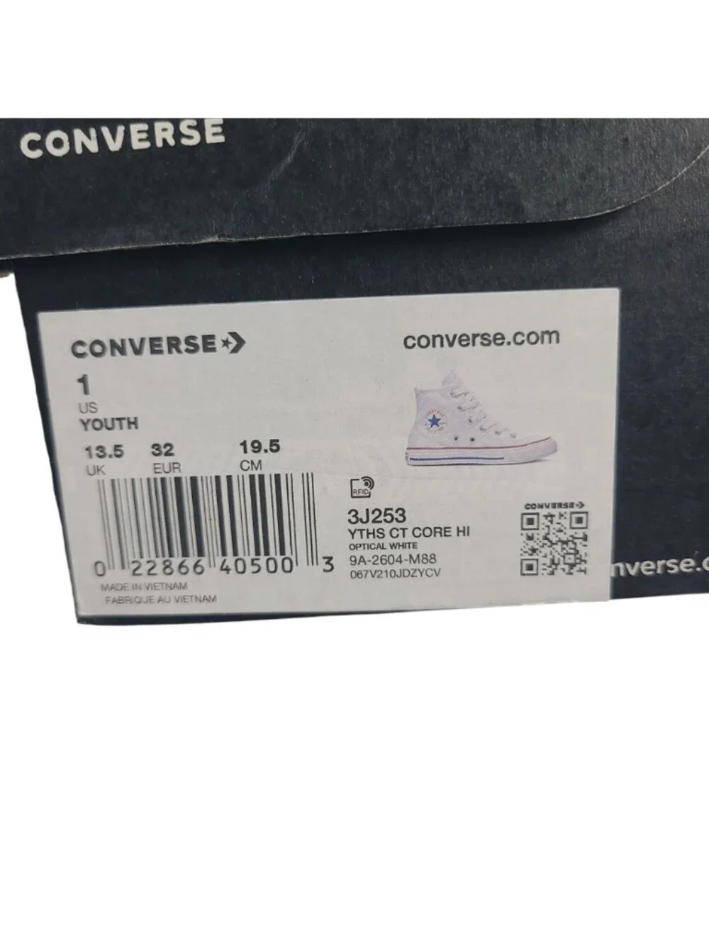 NEW Converse Youth Chuck Taylor All Star High-Top Sneakers Optical White Size 1